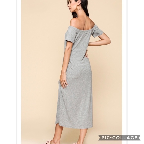 Heather Gray Off The Shoulders Top - Picture 3 of 3